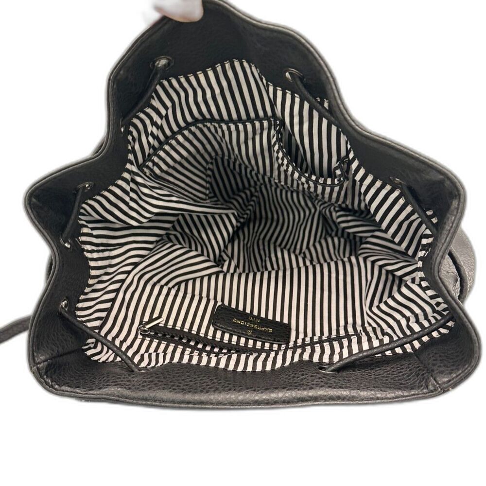 Expressions NYC Black Vegan Leather Backpack w/ Gunmetal Chain Detail NWOT - Picture 8 of 12